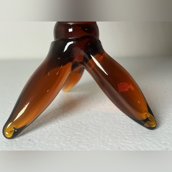 GCA Hand Blown Glass Amber Perched Owl Vintage Heavy MCM - Picture 11 of 16